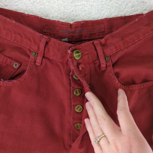 Marithe Francois‎ Girbaud High-rise Straight Leg Jeans Red Pants Women's 7/8 - Picture 7 of 9